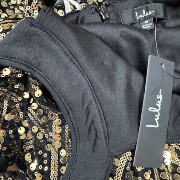 NWT Lulus Sensational Diva Gold Sequin Halter Mini Bodycon Dress - Picture 7 of 9